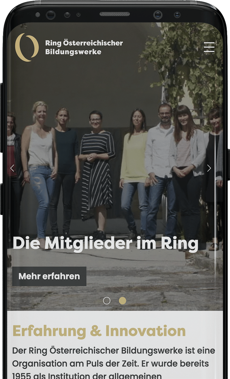 Ring Österreischiches Bildungswerke Webseite mobile Ansicht